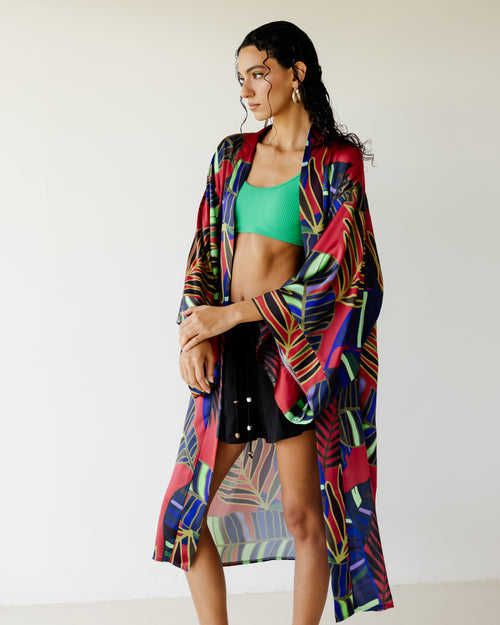 كيمونو نسائي ساتان فاخر | كيمونو طويل صيفي أنيق